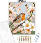  Kismadár a virágzó ágon - számfestő készlet - 60×70 cm (Keretre feszítve)