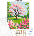  Virágzó cseresznyefa a réten - számfestő készlet