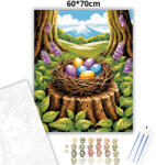  Tavaszi színes tojások - számfestő készlet - 60×70 cm (Keretre feszítve)