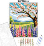  Napfényes cseresznyevirág - számfestő készlet - 80×100 cm (Keret nélkül)