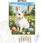  Tavaszi nyuszi a réten - számfestő készlet - 60×70 cm (Keretre feszítve)