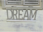  Fa "Dream" felirat talppal fehér 25cm - koszorúhoz és asztaldíszhez