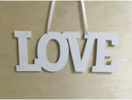  Fa - "Love" felirat lyukkal fehér - koszorúhoz és asztaldíszhez