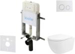 kielle Genesis New - Set pentru montare încastrată, toaletă Oudee, Vortex Rimless+, capac softclose și clapetă Gemini New II, alb lucios/crom 30528SZ22 (30528SZ22)
