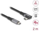 Delock USB kábel 20 Gbps, jobbra/balra USB PD 3.1 Extended Power Range 240 W 2 m (81132)