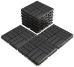  11 darabos Teno® teraszlap készlet, fa mozaik, tartós, egymásba illeszthető, PVC, 30 x 30 cm, sötétszürke színű
