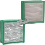 Fuchs Design BM Aqua Reflex üvegtégla egy oldalon szatinált 19 cm x 19 cm x 8 cm türkiz