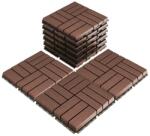  11 darabos Teno® teraszlap készlet, fa mozaik, tartós, egymásba illeszthető, PVC, 30 x 30 cm, vörösesbarna színű