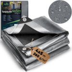 Plonos Takaróponyva, Plonos PL-501, 4 x 5 m, 260 g/m2, ezüst-fekete, HDPE, vízálló, UV-álló, fagyálló, acél ringlik, erősített szegély, kétoldalas (TE450102)