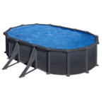 GRE graphite ovális fémpalástos medence 610 x 375 x 132 cm (PROV618GF) - poolx