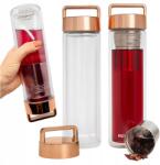 Revity Thermo Palack Üveg Víz Bögre Teafőző Légmentesen záródó 450ml (GS-GB-ROSEGOLD-450 Szklana Butelka Termiczna)