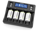 LiitoKala Lii-D4XL extra széles négycsatornás 18650 21700 26650 32700 LCD Lithium-Ion Li-Ion és 9V akkumulátor töltő