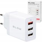 BLOW 30W hálózati töltő, 3xUSB, QC 3.0, 5V 2, 4A, gyors töltés (76-027#)
