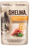 Shelma Cat csirkehúsos tasakok macskáknak paradicsommártással, 28x85 g