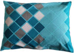  Pamut Félpárna huzat - 70x50 cm méretben türkiz négyzet mintás