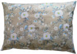  Pamut félpárna huzat - 70x50cm méretben szürke-kék virág mintával