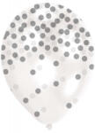  Ezüst Silver konfettis léggömb, lufi 6 db-os 11 inch (27, 5cm) (DPA9908419) - eking