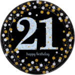  Happy Birthday 21 Gold papírtányér 8 db-os 23 cm (DPA9900565)