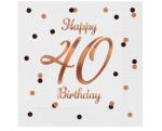  Happy Birthday 40 B&C White szalvéta 20 db-os 33x33 cm (MLG165159) - eking