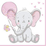  Baby elefánt Pink Balloon szalvéta 20 db-os 33x33 cm (PKK045934) - eking