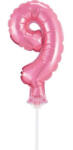  Rózsaszín 9-es Pink szám fólia lufi tortára 13 cm (MLG113686) - eking