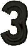  Fekete Lustre Black 3-as szám fólia lufi 86 cm (DPA9917305) - eking Lufi
