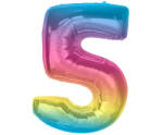  Színes 5-ös Rainbow szám fólia lufi 92 cm (MLG195408) - eking