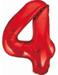  Piros 4-es Red szám fólia lufi 85 cm (MLG120608) - eking