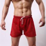  Férfi erotikus rafinált lyukacsos alsónadrág, rövidnadrág: XL Piros
