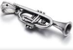  Rozsdamentes acél medál trombita fúvós hangszer, trombita: Ezüst