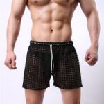  Férfi erotikus rafinált lyukacsos alsónadrág, rövidnadrág: L Fekete