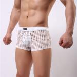  Erotikus, kifinomult perforált férfi boxernadrág: L Fehér