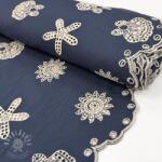  Pamutvászon EMBROIDERY Sea ornaments navy