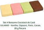 Delicatese Iuliano Set 4 Batoane Ciocolată de Casă IULIANO 85 g - Vanilie, Căpșuni, Fistic, Cacao