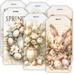  Nyomtatott dekorkarton - Húsvéti pasztell téma biléták 6db/csomag - dekorációhoz és koszorúhoz