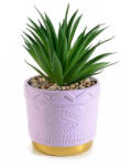 Decorer Planta suculenta artificiala in ghiveci ceramica violet aurie Ø 9 cm x 16 H (A54.45.46D)