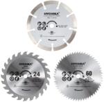 Hychika Better Tools For Better Life Set de 3 lame pentru fierastrau circular HYCHIKA 115mm, taiere lemn, metal si gresie (HS115-TCT24T-HSS60T-D9T)