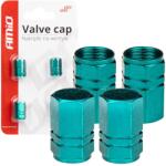 AMIO Set 4 capacele auto pentru ventil, din aluminiu, model Hexagon, culoare Verde (AVX-AM03632)