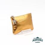 Amnisu Óarany ívelt egy cipzáras bőr kulcstartó C2003 - amnisu