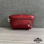 Amnisu Metál bordó Mickey egeres kettő cipzáras bőr kulcstartó B5006