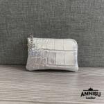 Amnisu Ezüst krokkómintás egy cipzáras kulcstartó A1002