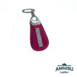 Amnisu Metál bordó csepp alakú swarovski köves bőr kulcstartó H5006