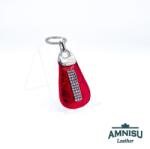 Amnisu Meggy piros lakk krokkómintás csepp alakú swarovski köves bőr kulcstartó H5023