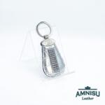 Amnisu Ezüst krokkómintás csepp alakú swarovski köves bőr kulcstartó H1002OK