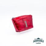 Amnisu Meggy piros lakk krokkómintás egy cipzáras egyenes swarovski köves bőr kulcstartó E5023