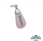 Amnisu Rózsaszín csepp alakú swarovski köves bőr kulcstartó H4020