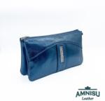 Amnisu Acél kék egyenes swarovski köves női bőr pénztárca G6007