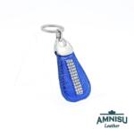 Amnisu Metál királykék csepp alakú swarovski köves bőr kulcstartó H6018
