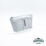 Amnisu Fehér lakk krokkómintás egy cipzáras egyenes swarovski köves bőr kulcstartó E3013