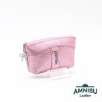 Amnisu Metál rózsaszín egy cipzáras egyenes swarovski köves bőr kulcstartó E4001